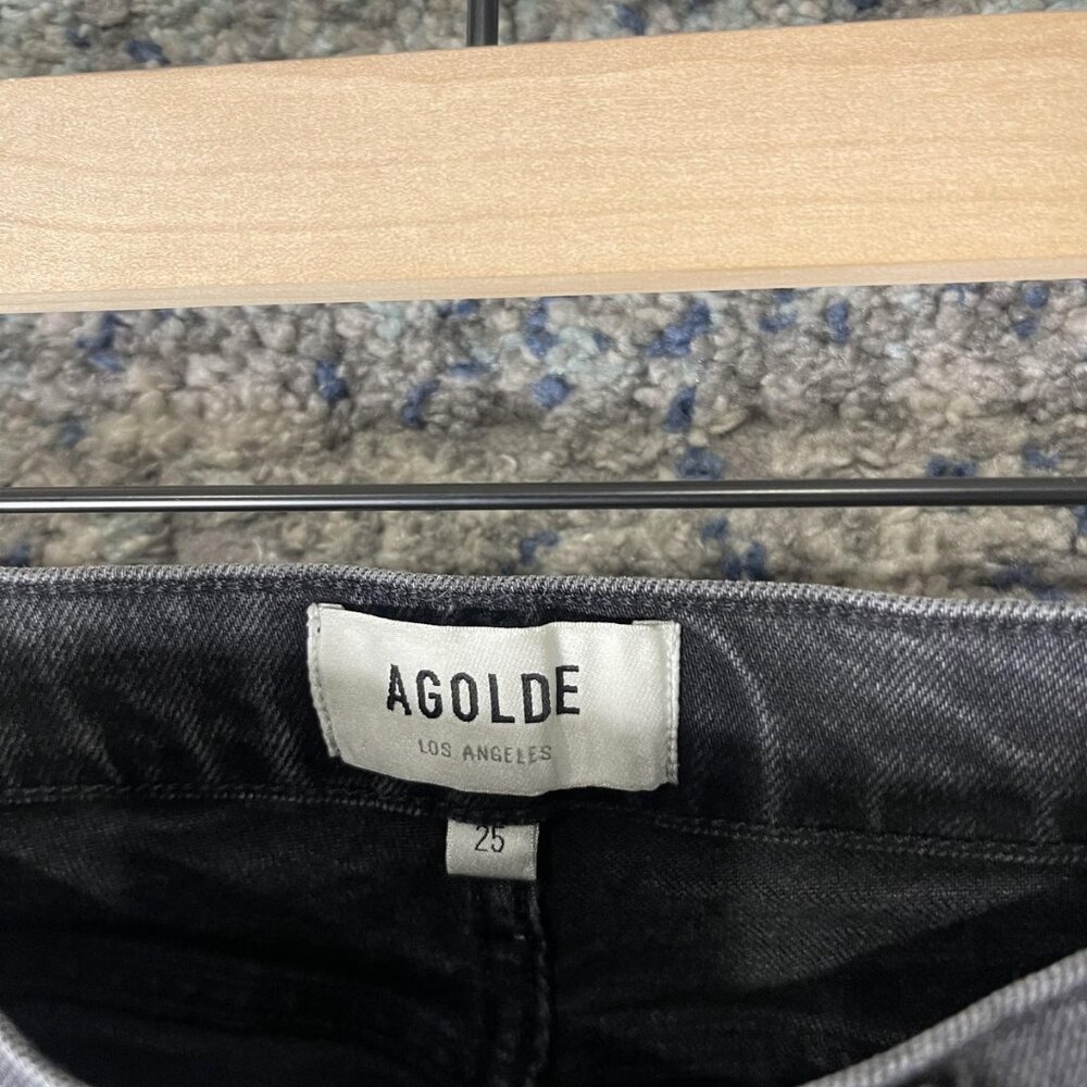 AGOLDE Jeans Womens‎ 25 Black High Rise Skinny Button Fly Organic Cotton Stretch - Picture 4 of 7